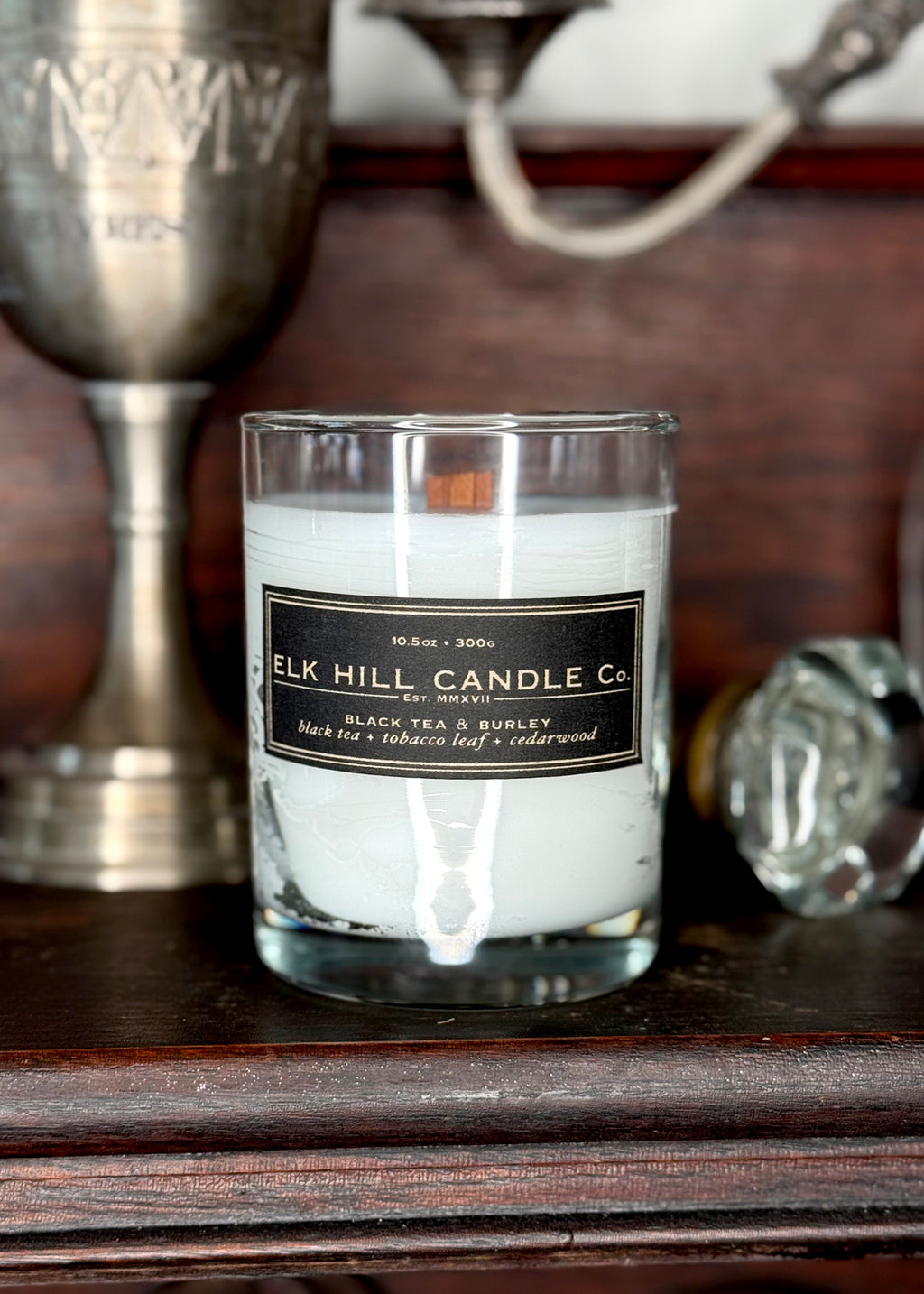 BLACK TEA & BURLEY CANDLE: A Bestseller - Notes: Black Tea, Jasmine, Tobacco Leaves