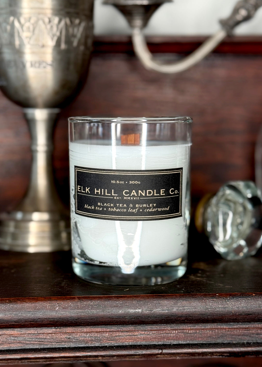 BLACK TEA & BURLEY CANDLE: A Bestseller - Notes: Black Tea, Jasmine, Tobacco Leaves