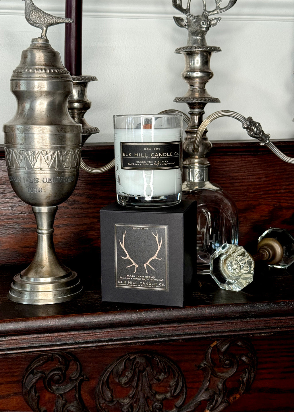 BLACK TEA & BURLEY CANDLE: A Bestseller - Notes: Black Tea, Jasmine, Tobacco Leaves