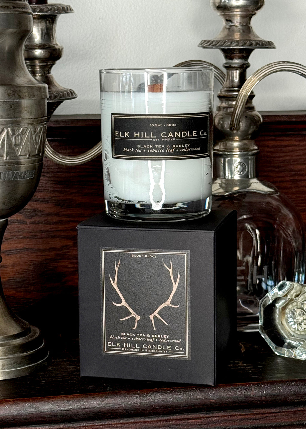 BLACK TEA & BURLEY CANDLE: A Bestseller - Notes: Black Tea, Jasmine, Tobacco Leaves