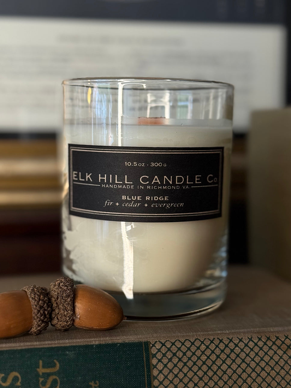 BLUE RIDGE CANDLE: A Bestseller - Notes: Cedar, Fir, Evergreen