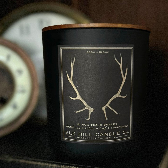 BLACK TEA & BURLEY CANDLE: A Bestseller - Notes: Black Tea, Jasmine, Tobacco Leaves